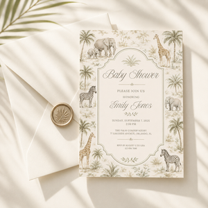 Toile Safari Baby Shower Invitation L159