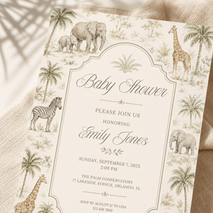 Toile Safari Baby Shower Invitation L159