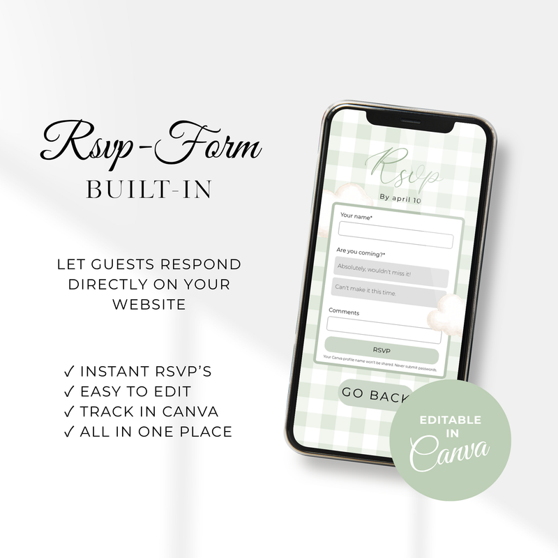 Sage Green Bearly Wait Baby Shower Invitation Website Template with RSVP Tracker BS295