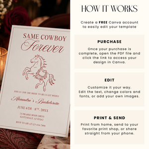 Same Cowboy Forever Bachelorette Invitation L148