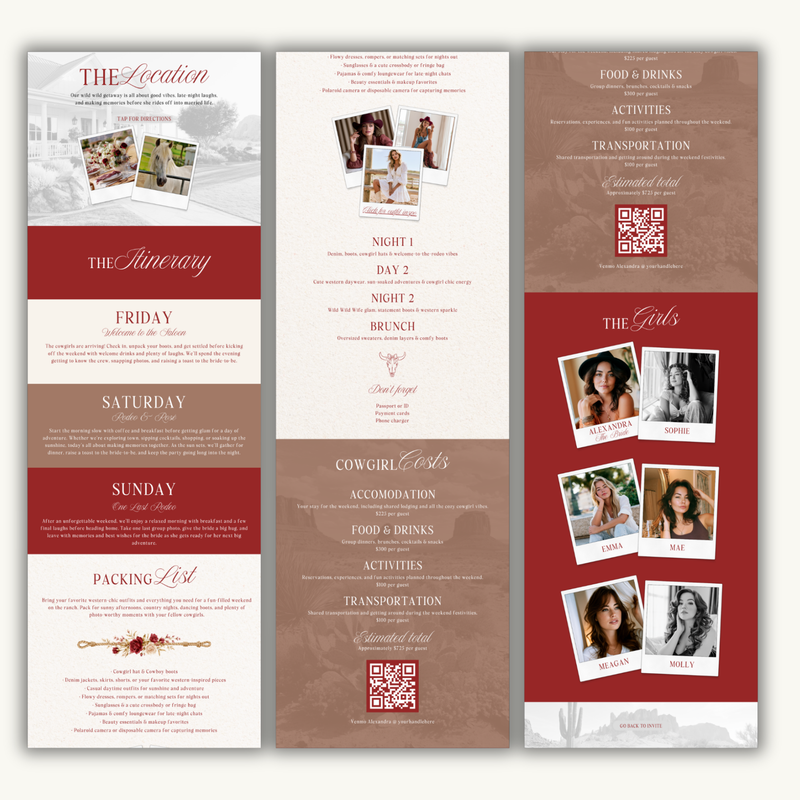 Same Cowboy Forever Western Bachelorette Website Invitation with RSVP L148