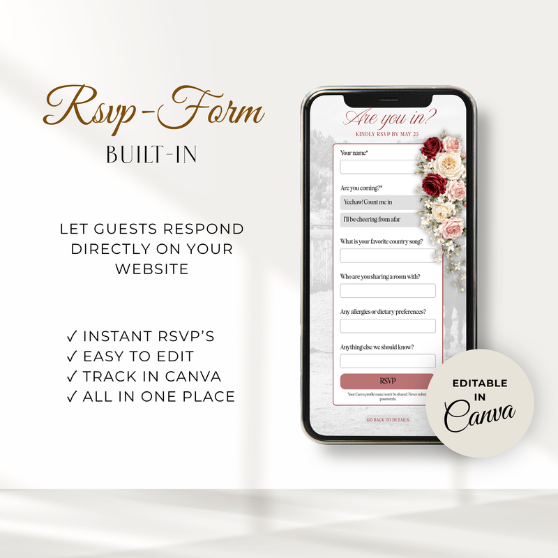Same Cowboy Forever Western Bachelorette Website Invitation with RSVP L148