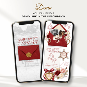 Same Cowboy Forever Western Bachelorette Website Invitation with RSVP L148