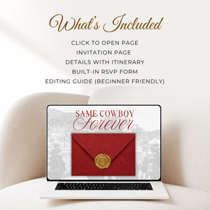 Same Cowboy Forever Western Bachelorette Website Invitation with RSVP L148