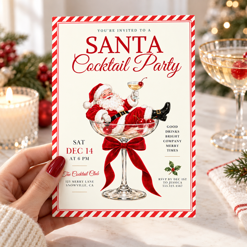 Santa Christmas Cocktail Party Invitation L172