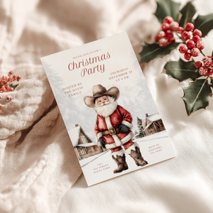 Cowboy Santa Christmas Party Invitation L67