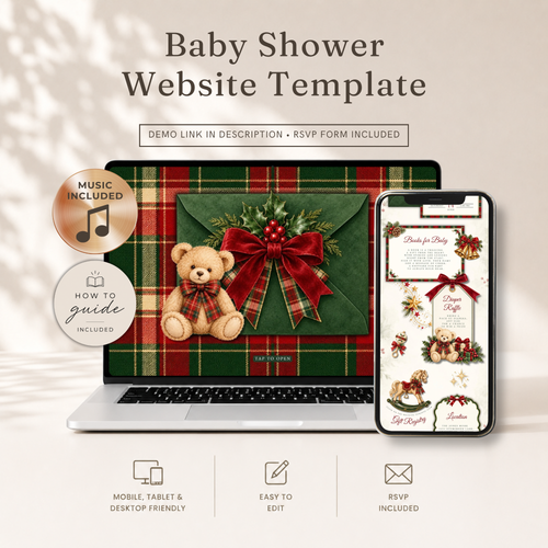A Merry Little Baby Christmas Baby Shower Website Invitation with RSVP BS339