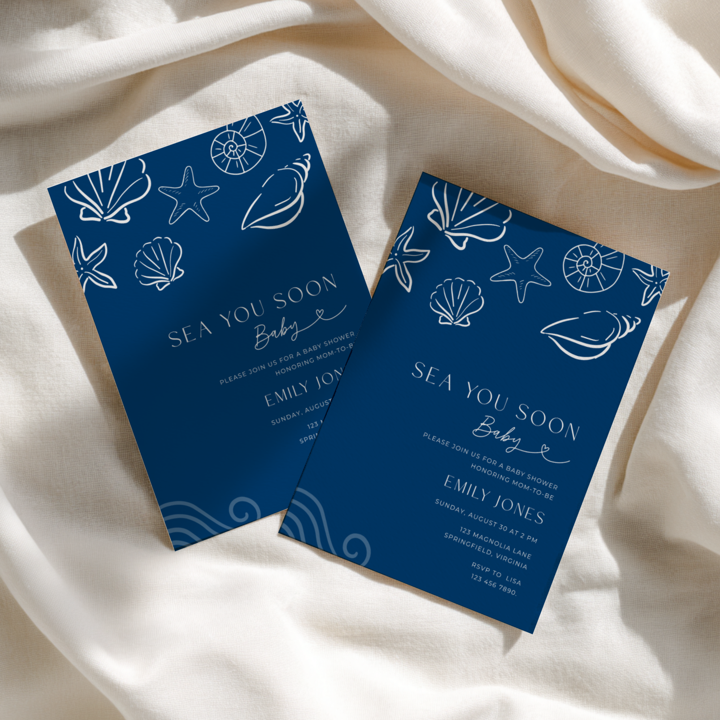 Sea You Soon Baby Shower Invitation Dark Navy BS279