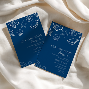 Sea You Soon Baby Shower Invitation Dark Navy BS279