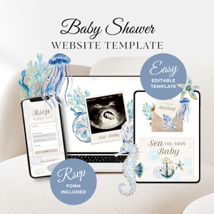 Sea You Soon Baby Shower Website Template - Under The Sea RSVP Website BS301