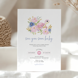Sea You Soon Sea Turtle Baby Shower Invitation BS283