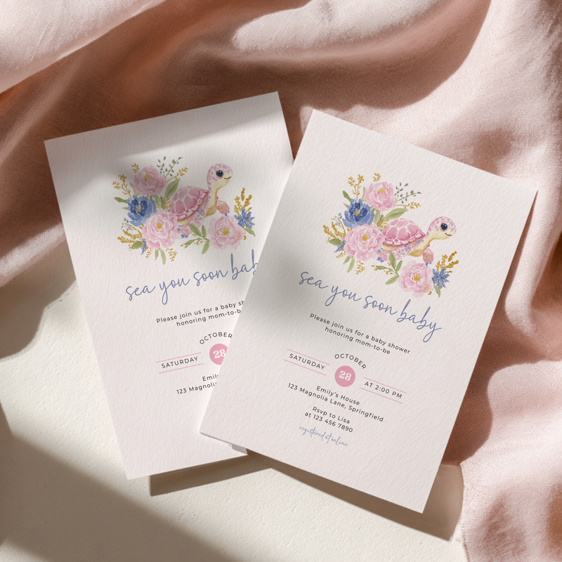 Sea You Soon Sea Turtle Baby Shower Invitation BS283