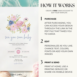 Sea You Soon Sea Turtle Baby Shower Invitation BS283