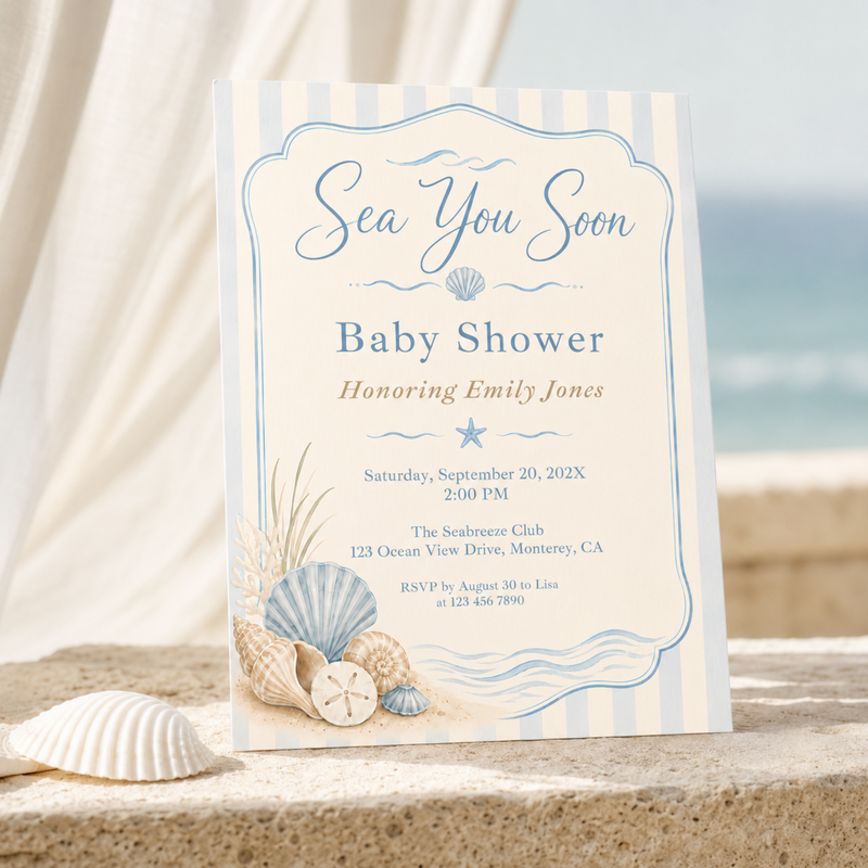 Sea You Soon Coastal Baby Shower Invitation BS318