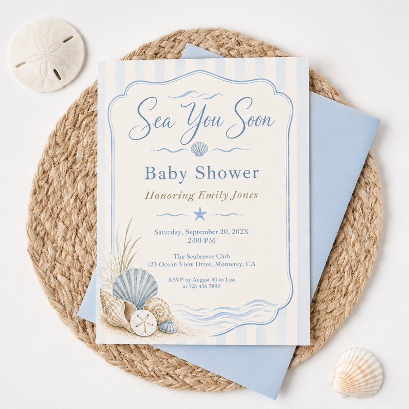 Sea You Soon Coastal Baby Shower Invitation BS318