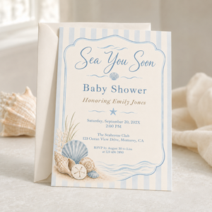 Sea You Soon Coastal Baby Shower Invitation BS318