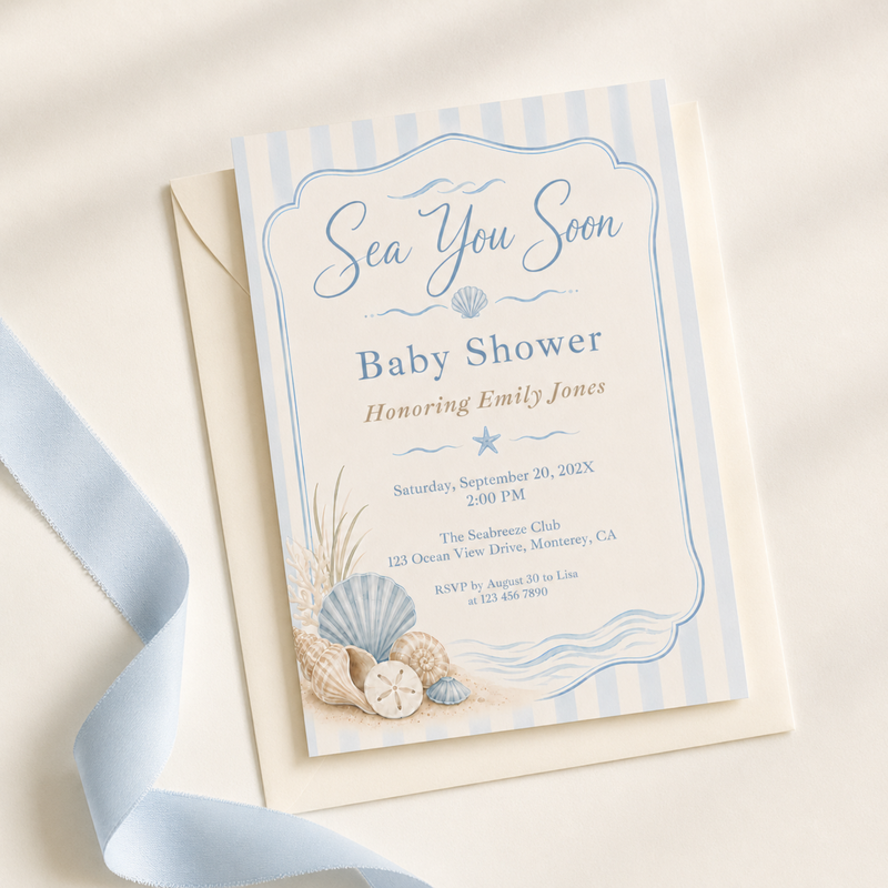 Sea You Soon Coastal Baby Shower Invitation BS318