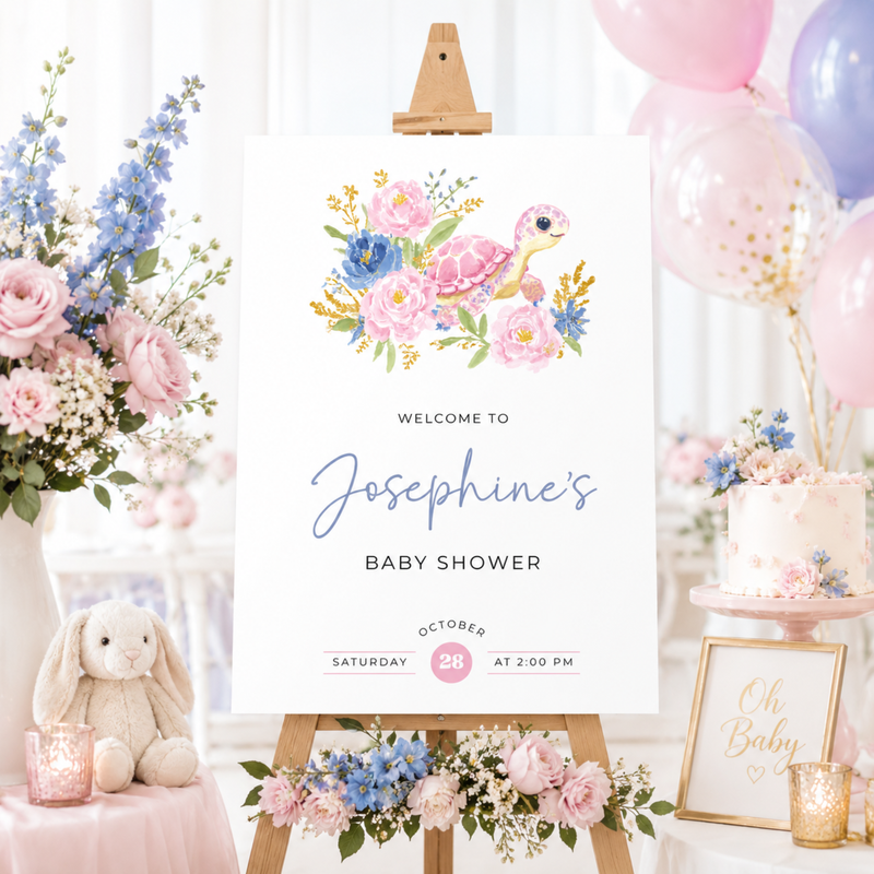 Sea Turtle Baby Shower Welcome Sign BS283