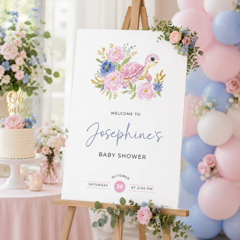 Sea Turtle Baby Shower Welcome Sign BS283