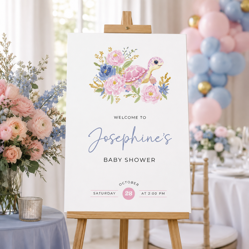 Sea Turtle Baby Shower Welcome Sign BS283