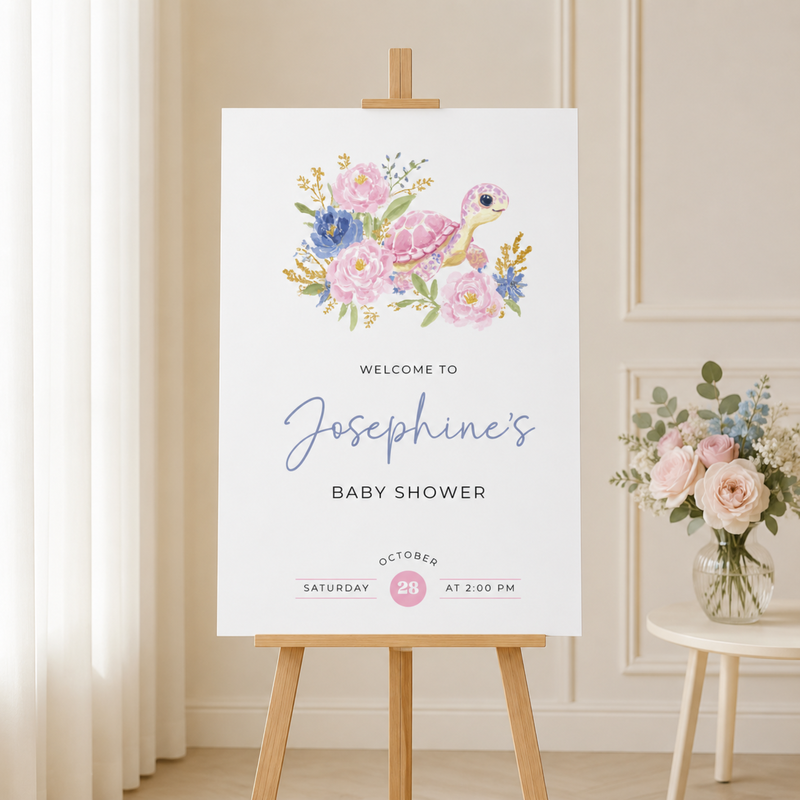 Sea Turtle Baby Shower Welcome Sign BS283