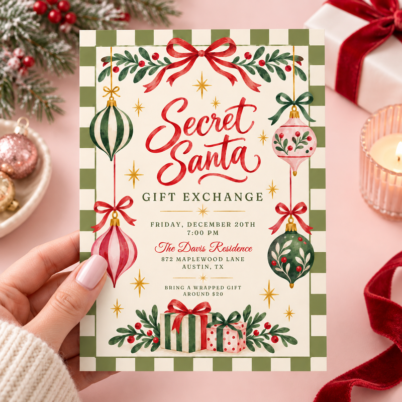 Secret Santa Christmas Invitation L195
