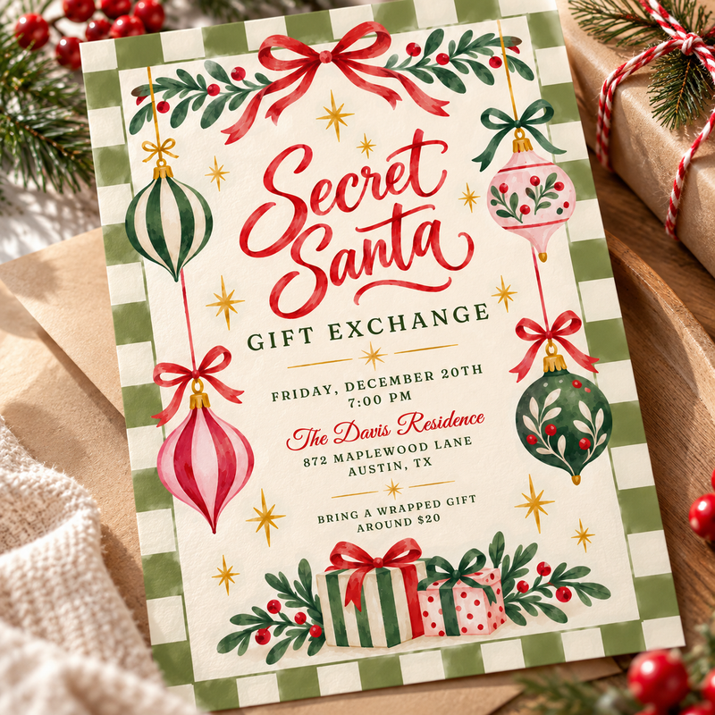Secret Santa Christmas Invitation L195