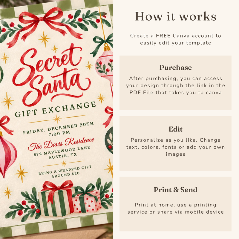 Secret Santa Christmas Invitation L195