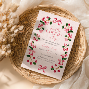 Baby Shower Invitation - She Is The Cherry On Top Vintage Floral BS167