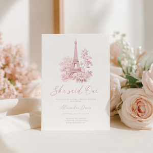 She Said Oui Paris Pink Toile Bridal Shower Invitation L123