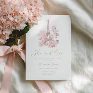 She Said Oui Paris Pink Toile Bridal Shower Invitation L123