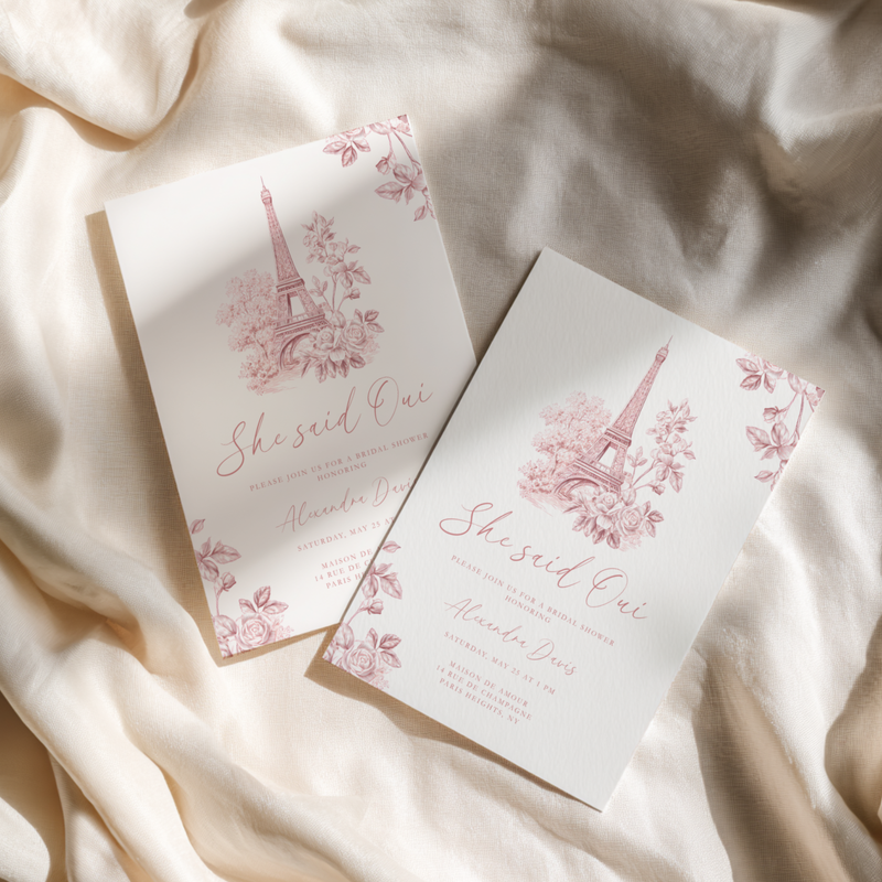 She Said Oui Paris Pink Toile Bridal Shower Invitation L123