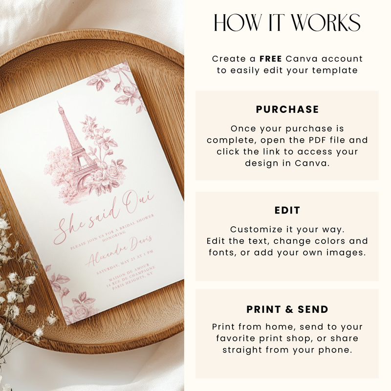 She Said Oui Paris Pink Toile Bridal Shower Invitation L123