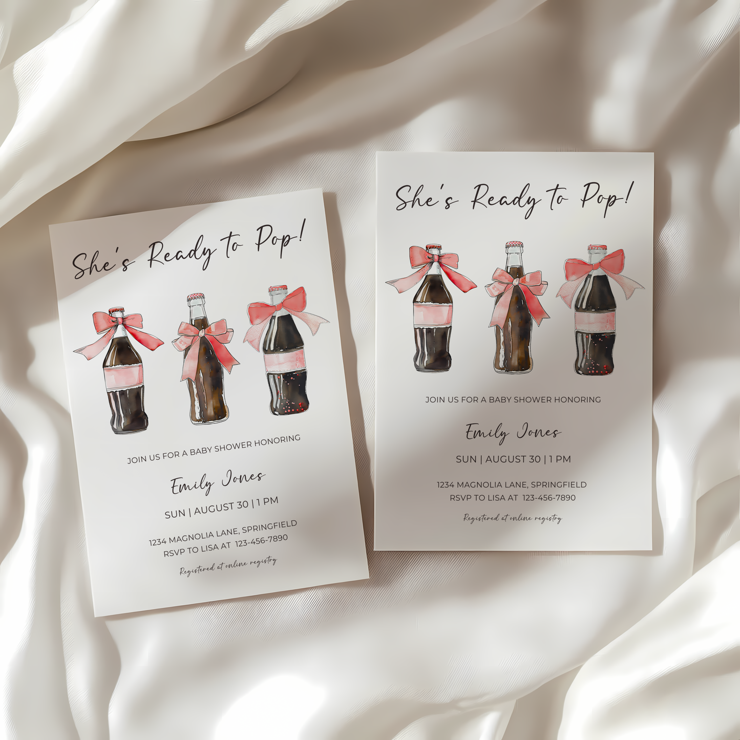 Baby Shower Invitation - She's Ready To Pop Red Retro Soda BS153