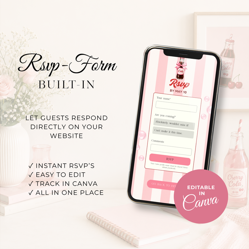 She's Ready To Pop Baby Shower Website Invite with RSVP - Pink Version BS304