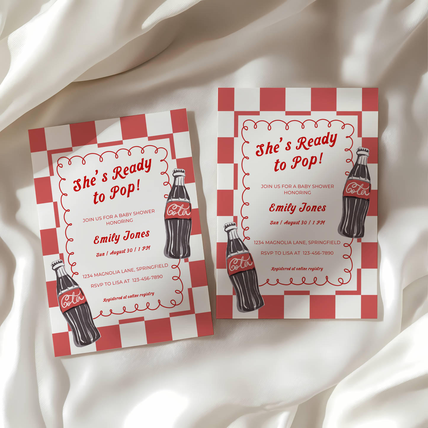 Baby Shower Invitation - Soda Ready To Pop 50s Retro Diner Style BS155