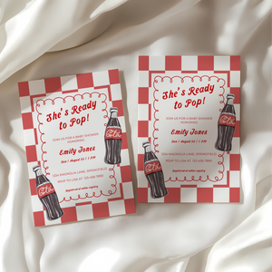 Baby Shower Invitation - Soda Ready To Pop 50s Retro Diner Style BS155