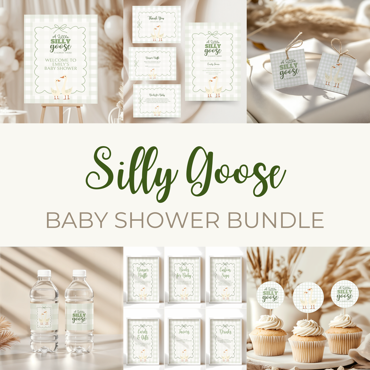 Baby Shower Mega Bundle - Green Silly Goose Gingham BS24