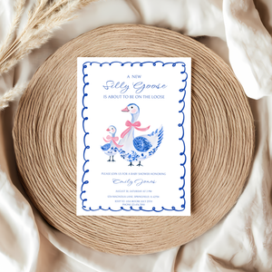 Baby Shower Invitation - Blue Chinoiserie Silly Goose BS30