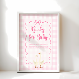 Baby Shower Table Sign Bundle - Pink Silly Goose Gingham BS22