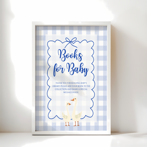 Baby Shower Table Sign Bundle - Blue Silly Goose Gingham BS23