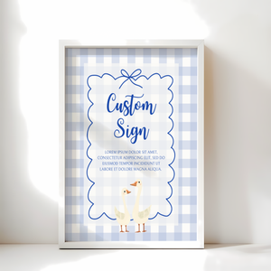 Baby Shower Table Sign Bundle - Blue Silly Goose Gingham BS23