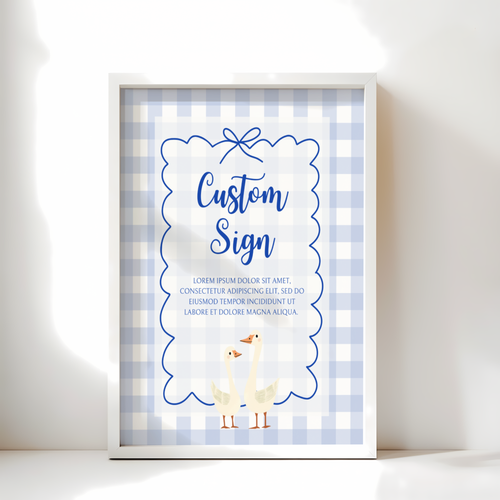 Baby Shower Table Sign Bundle - Blue Silly Goose Gingham BS23