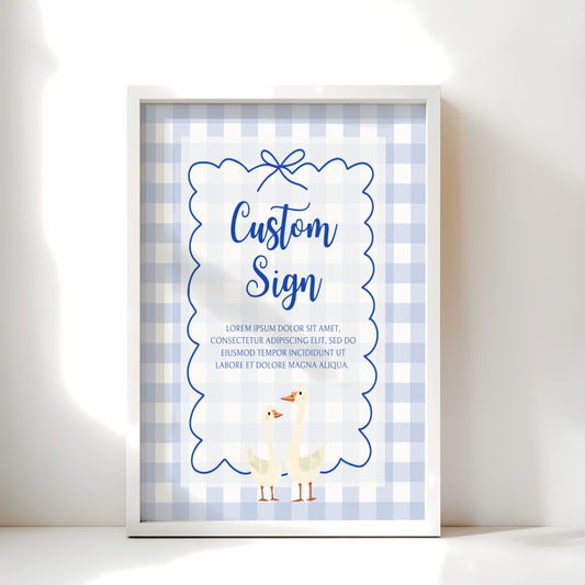 Baby Shower Table Sign Bundle - Blue Silly Goose Gingham BS23