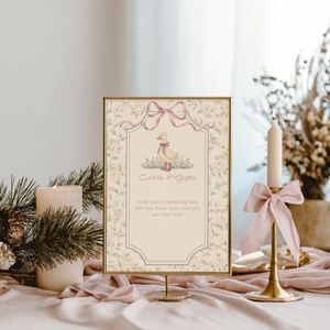 Vintage Floral Goose Baby Shower Table Signs Bundle BS150