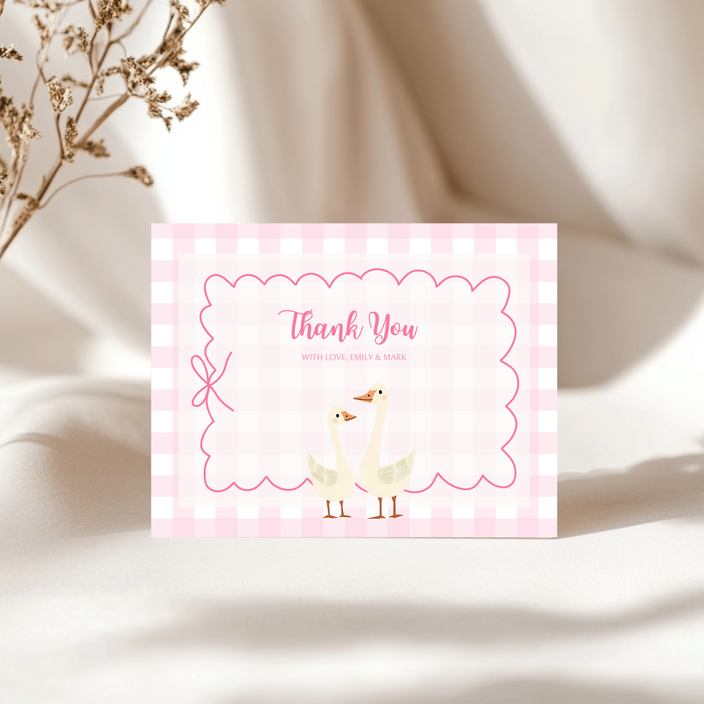 Baby Shower Invitation Bundle - Pink Silly Goose Gingham BS22