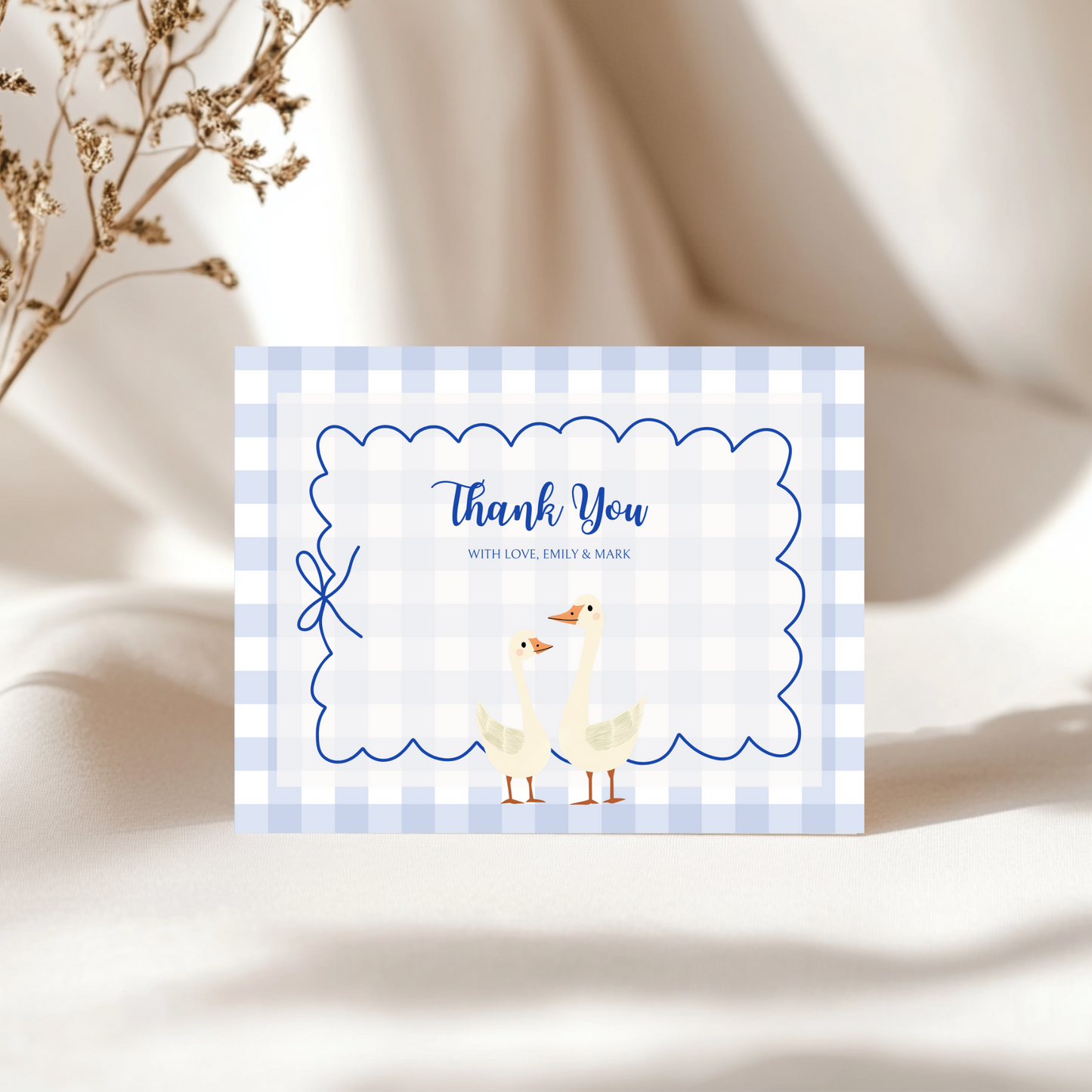 Baby Shower Invitation Bundle - Blue Silly Goose Gingham BS23