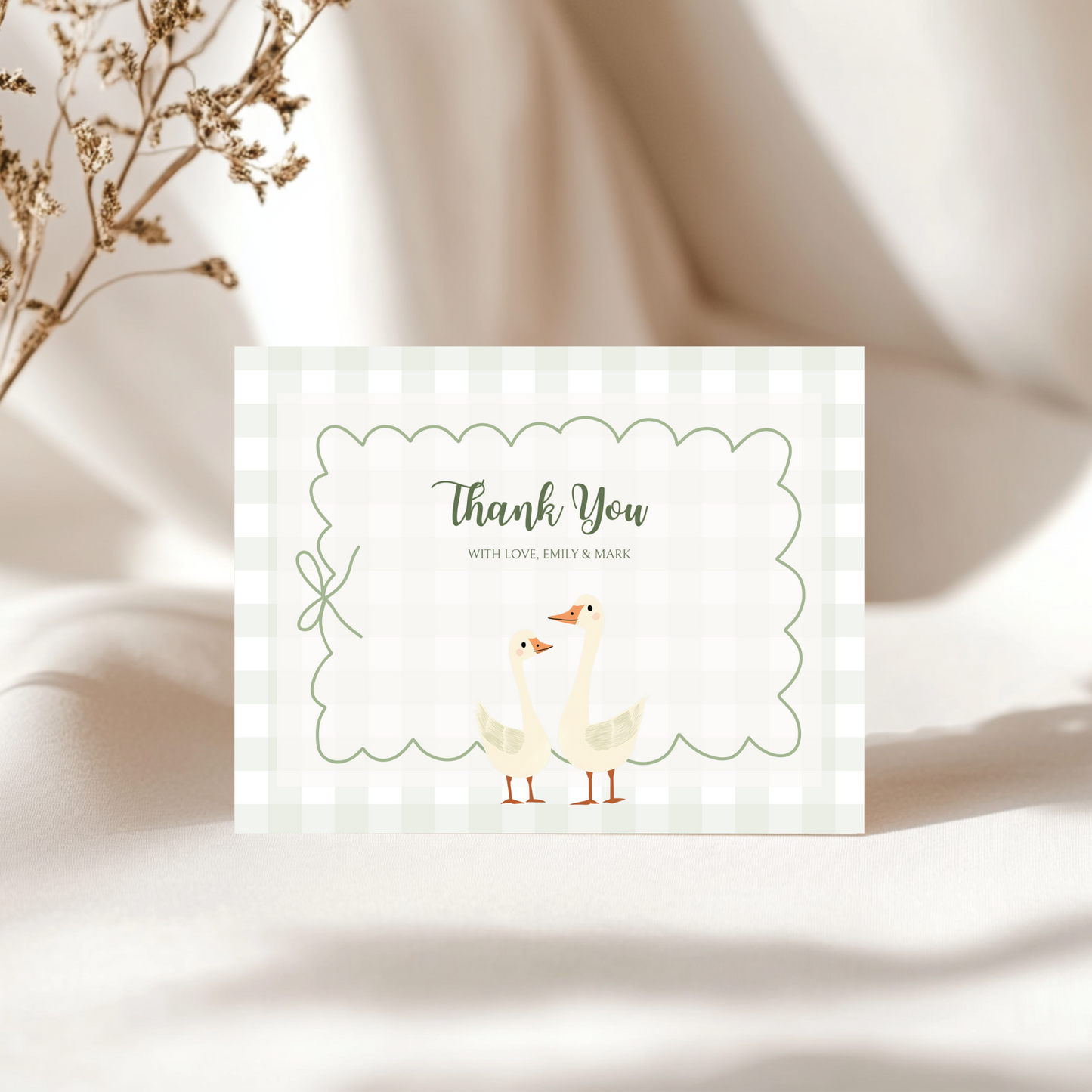 Baby Shower Invitation Bundle - Green Silly Goose Gingham BS24