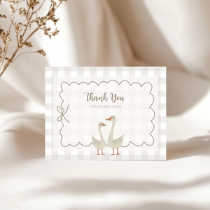 Baby Shower Invitation Bundle - Beige Silly Goose Gingham BS25