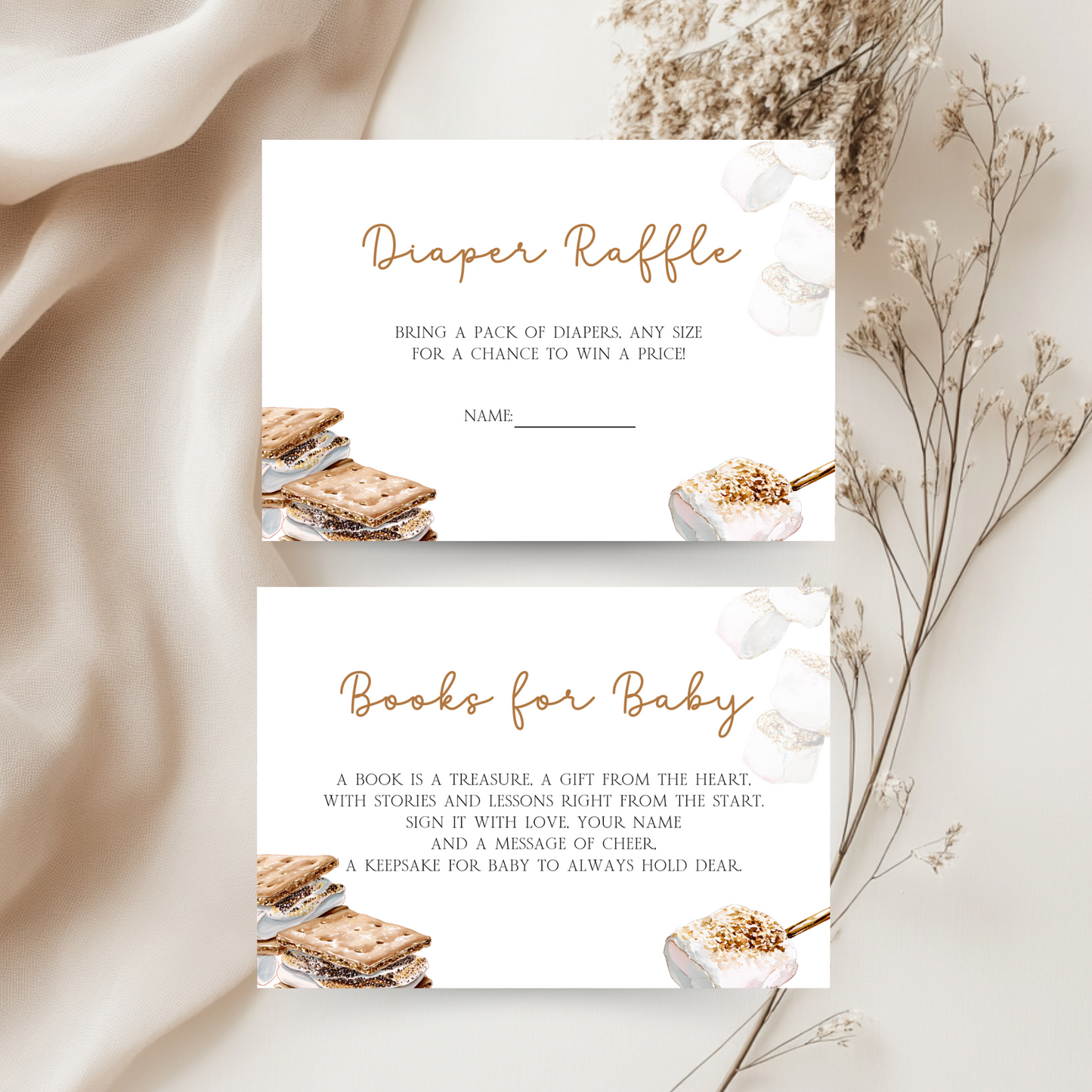 Baby Shower Invitation Bundle - S'more To Love Bonfire Marshmallows BS145